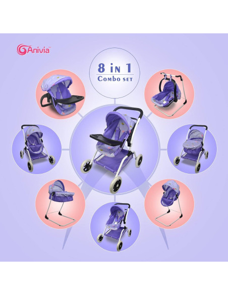 Mueble para muñeca Anivia 4 en 1 con cuna y columpio
