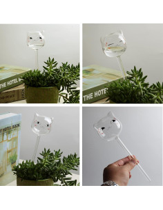 Paquete de 3 Globos de Riego de Vidrio Gato para Plantas 2
