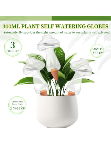 3 Esferas de Riego Automático Gewosi 500 ml para Plantas