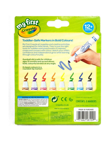 Marcadores Lavables Crayola Mis Primeros 8 Colores para Niños