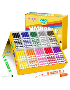 Marcadores Lavables YEGEER 240 Piezas 10 Colores Variados