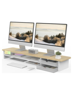 Soporte para Monitor Fenge Roble con Cajón Doble 108 cm