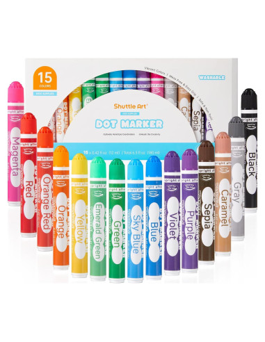 Marcadores de Puntos Shuttle Art 15 Colores Lavables Niños