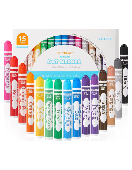 Marcadores de Puntos Shuttle Art 15 Colores Lavables Niños