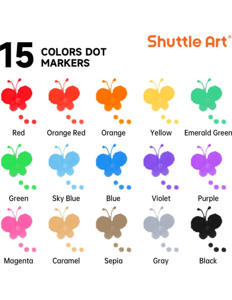 Marcadores de Puntos Shuttle Art 15 Colores Lavables Niños