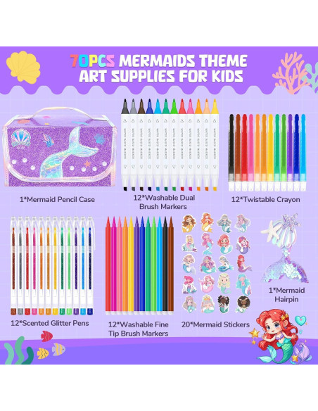 Juego de 70 Marcadores Lavables DreamyCandy Sirena