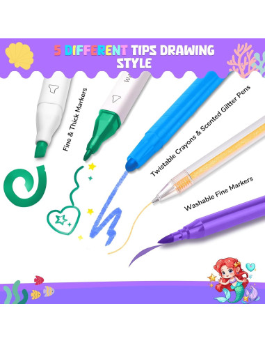 Juego de 70 Marcadores Lavables DreamyCandy Sirena