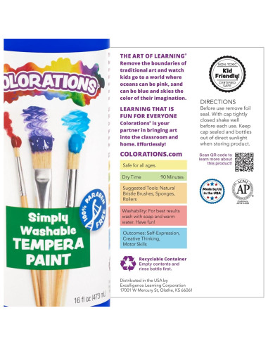 Pintura Tempera Lavable Colorations 8 Colores Sin Parabenos