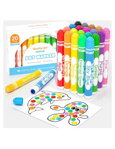 Marcadores de Puntos Shuttle Art 20 Colores Lavables No Tóxicos