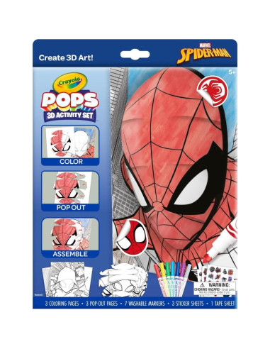 Conjunto de Arte 3D Crayola Spiderman - Kit de Colorear 17 Piezas