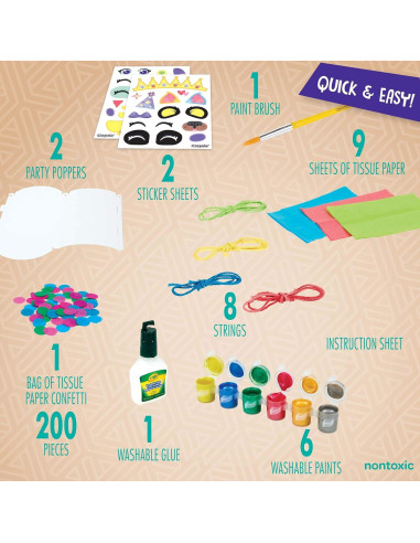 Crayola Craft Poppers de Fiesta de Confeti, Kit para Niños