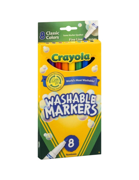 Marcador Lavable Crayola 8 Colores Clásicos Paquete 20
