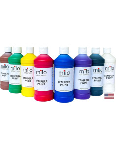 Set de Pintura Tempera Milo 8 Colores 480 ml Botellas 2