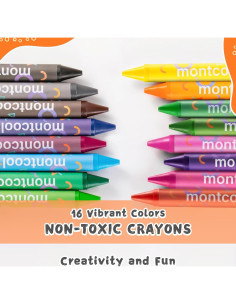 Crayones Jumbo Montcool 16 Colores No Tóxicos para Niños 2