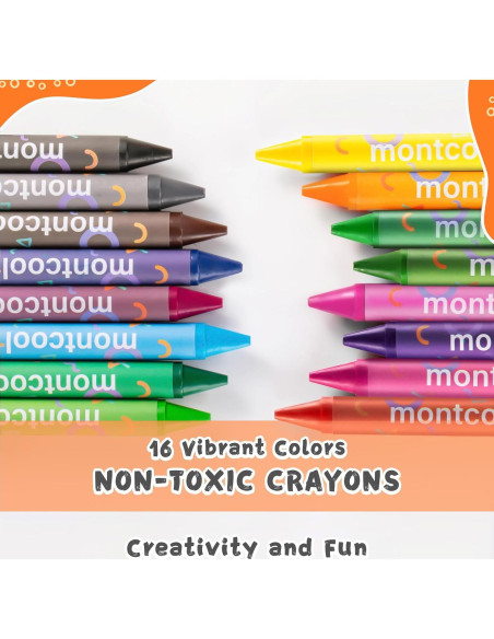 Crayones Jumbo Montcool 16 Colores No Tóxicos para Niños