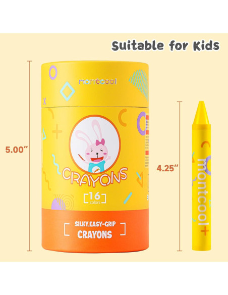 Crayones Jumbo Montcool 16 Colores No Tóxicos para Niños