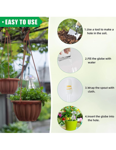 4 Esferas de Riego de Vidrio Iridiscente ZongHan 23x7.5cm