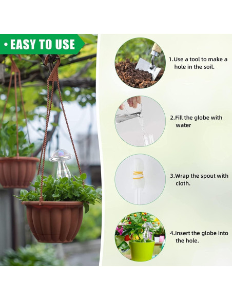 4 Esferas de Riego de Vidrio Iridiscente ZongHan 23x7.5cm