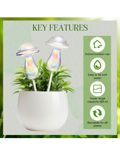 2 Esferas de Riego Automático de Vidrio 500 ml para Plantas 2