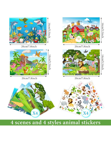 Spakon Stickers de Animales 32 Hojas para Niños DIY