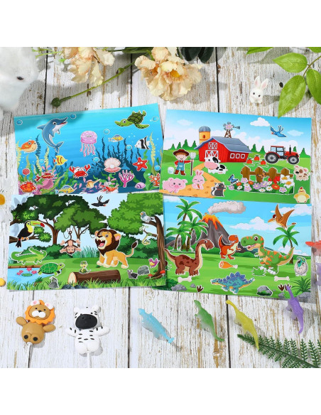 Spakon Stickers de Animales 32 Hojas para Niños DIY