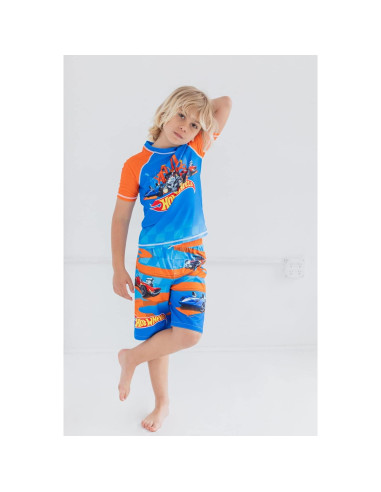 Conjunto de camiseta y bañador Hot Wheels UPF 50+ para niños