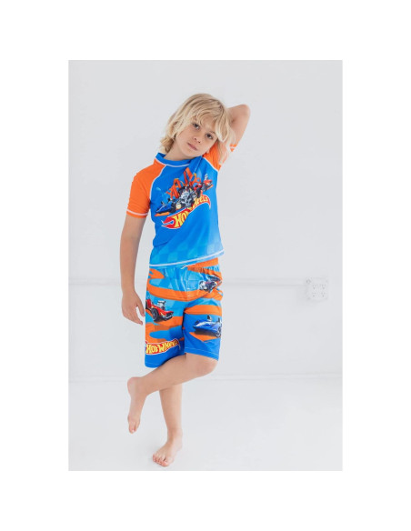 Conjunto de camiseta y bañador Hot Wheels UPF 50+ para niños