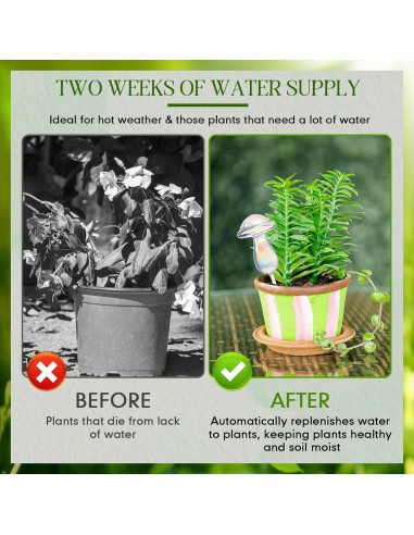 2 Esferas de Riego Automático de Vidrio 500 ml para Plantas