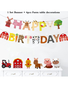 36 Pzs Decoración Fiesta Temática Granja - Animales y Globos 2