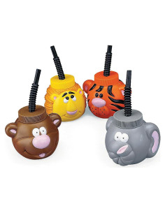 Conjunto de 12 tazas de animales Fun Express 414 ml multicolor