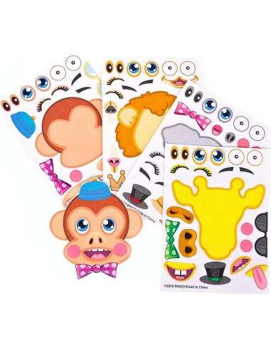 Conjunto de Pegatinas de Animales para Hacer Tú Mismo - Rhode Island Novelty - 12 Hojas
