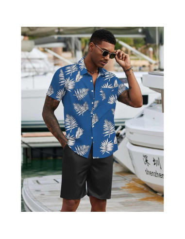 Conjunto de Verano para Hombre COOFANDY 2 Piezas Camisa y Pantalón Corto