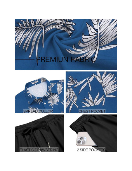 Conjunto de Verano para Hombre COOFANDY 2 Piezas Camisa y Pantalón Corto
