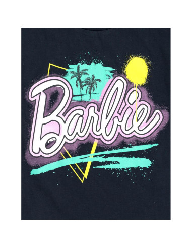 Conjunto camiseta y shorts Barbie para niñas 5T rosa/negro