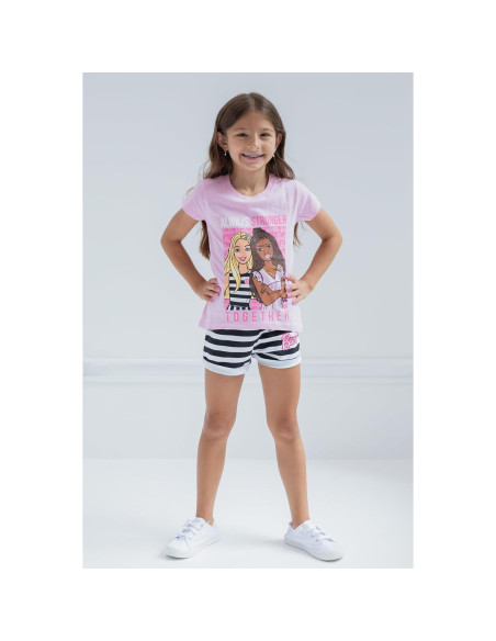 Conjunto camiseta y shorts felpa francesa Barbie 4T