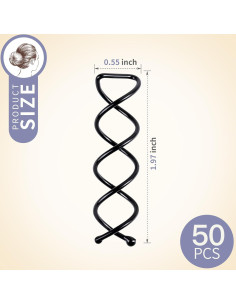 Pasadores de Cabello Espirales FANDAMEI 50 Piezas Negros 2