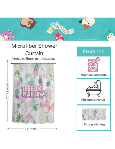 Cortina de Ducha Franco Squishmallows 72x72 Microfibra 2