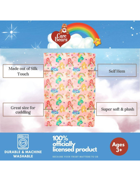 Manta Care Bears Franco 116x152 cm Suave y Colorida
