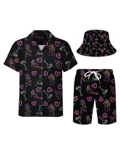 DOOPCCOR Traje Deportivo 3 Piezas Hombre Camisa Hawaiana