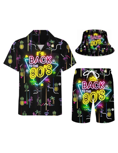 DOOPCCOR Traje Deportivo 3 Piezas Hombre Camisa Hawaiana