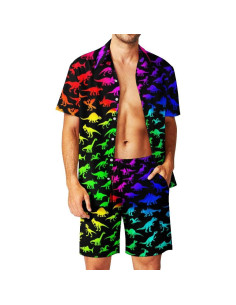 DOOPCCOR Traje Deportivo 3 Piezas Hombre Camisa Hawaiana 2