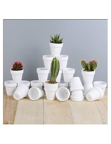 24 Macetas de Arcilla Terracota 6.35 cm con Drenaje FCFKUK