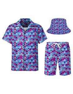 DOOPCCOR Traje Deportivo 3 Piezas Hombre Camisa Hawaiana
