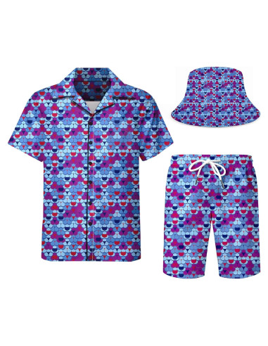 DOOPCCOR Traje Deportivo 3 Piezas Hombre Camisa Hawaiana