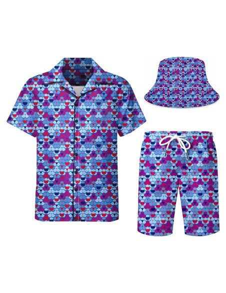 DOOPCCOR Traje Deportivo 3 Piezas Hombre Camisa Hawaiana