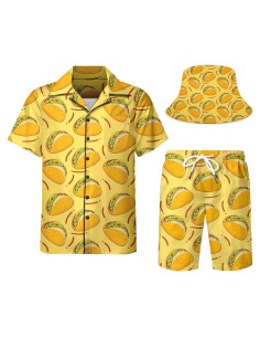 DOOPCCOR Traje Deportivo 3 Piezas Hombre Camisa Hawaiana