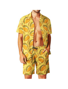 DOOPCCOR Traje Deportivo 3 Piezas Hombre Camisa Hawaiana 2