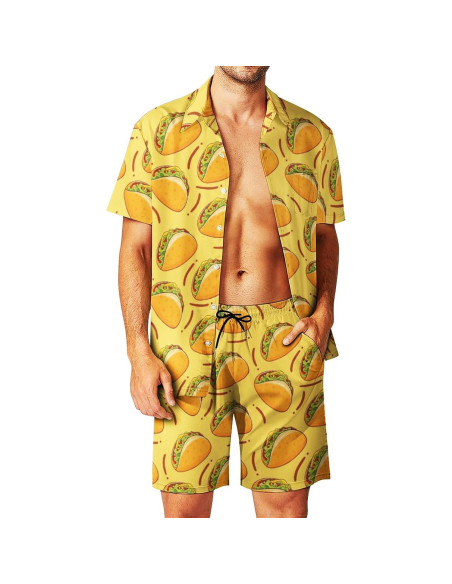 DOOPCCOR Traje Deportivo 3 Piezas Hombre Camisa Hawaiana