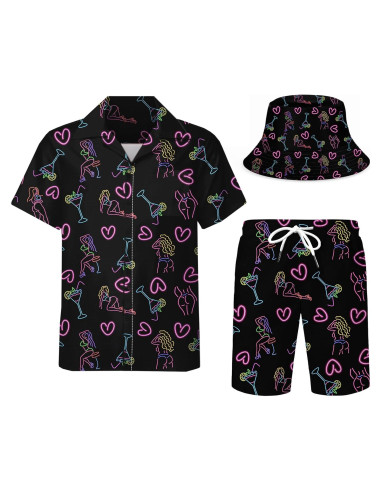 DOOPCCOR Traje Deportivo 3 Piezas Hombre Hawaiano XL