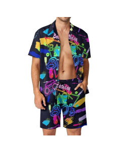 DOOPCCOR Traje Deportivo 3 Piezas Hombre Camisa Hawaiana 2